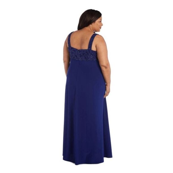 RM Richards Royal Blue Sequin Bodice Sleeveless Long Lined Formal Dress Size 14W - Picture 9 of 9